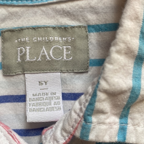 5t boys white button down with pink, blue and purple stripes - Picture 3 of 4